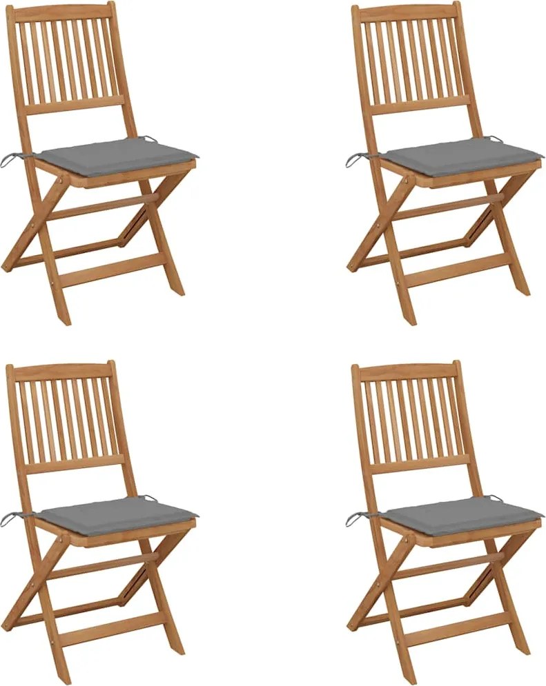 vidaXL Scaune grădină pliabile cu perne, 4 buc., lemn masiv de acacia