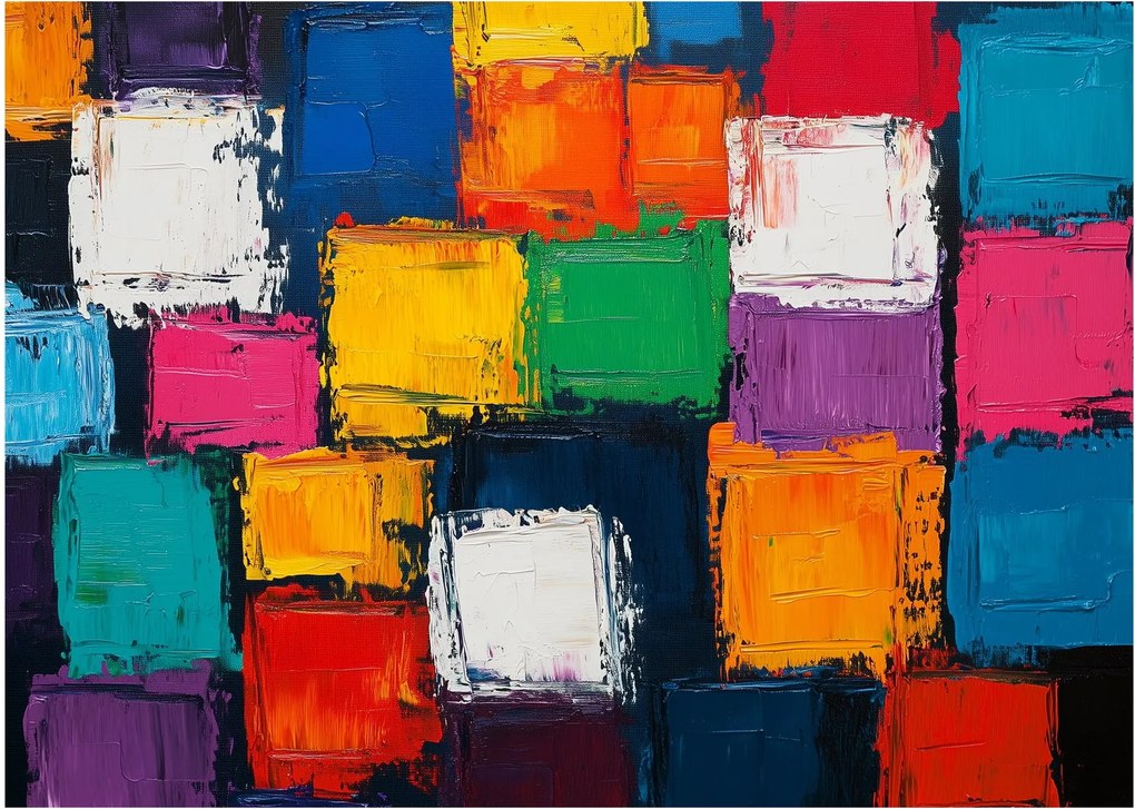 Tablou - Pictură cu pătrate colorate (70x50 cm)