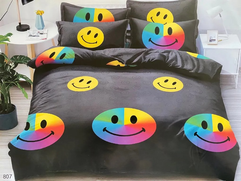 Lenjerie de pat din microfibra gri, COLORED SMILING
