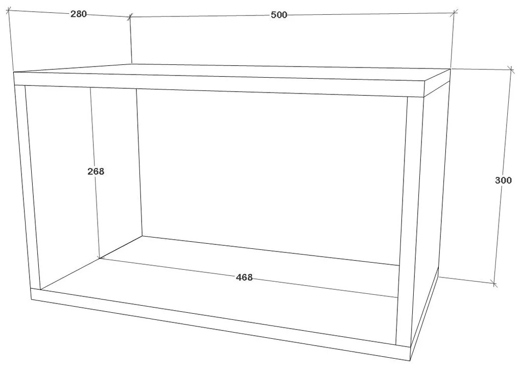 Raft haaus Kos, Negru, 50 x 28 x 30 cm