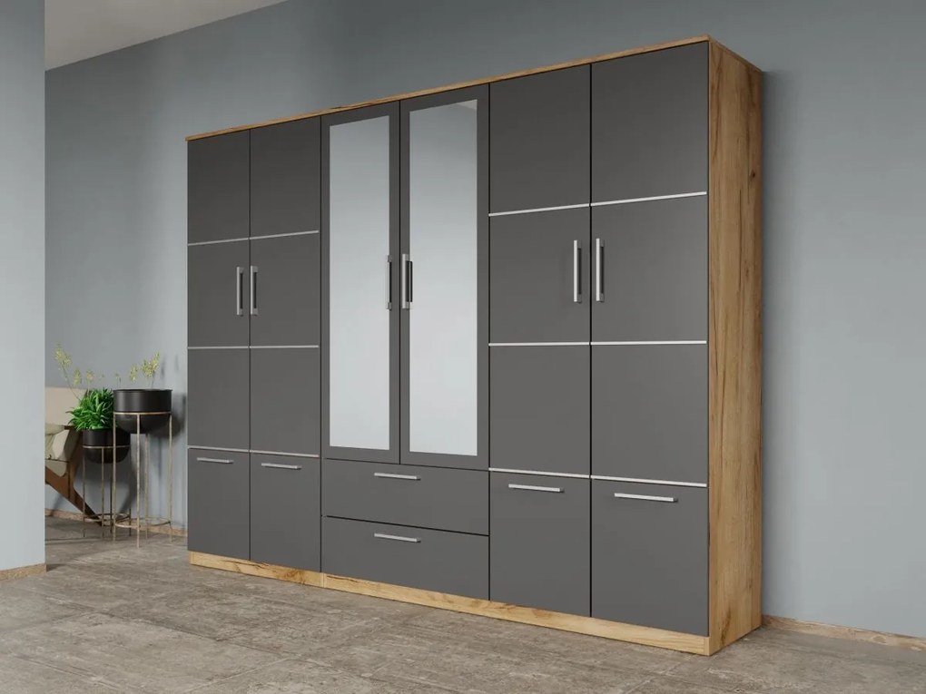 Set mobila dormitor 4 piese Gri/Stejar Adapto C16