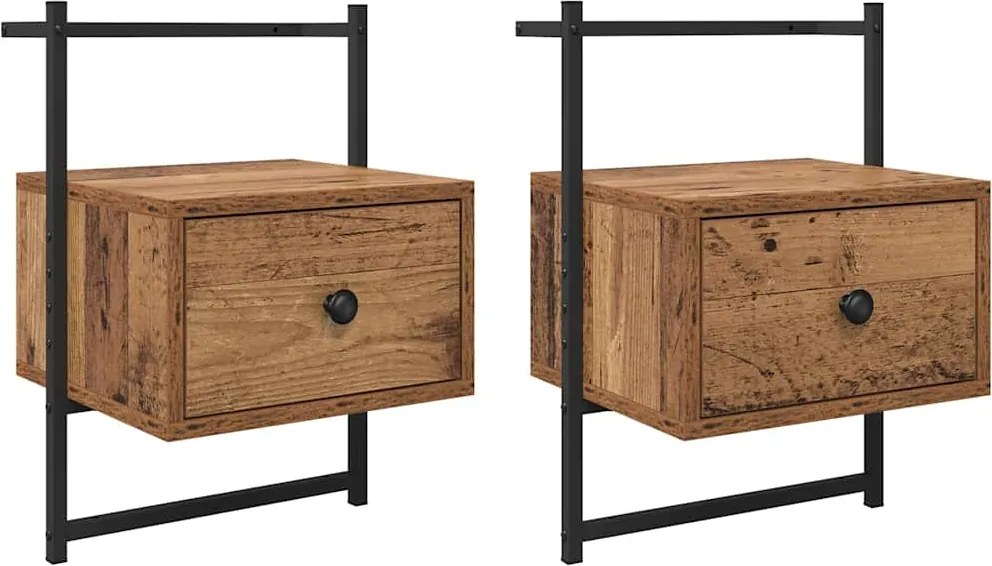 vidaXL Dulap de noapte 2 pcs Lemn vechi 35 x 30 x 51 cm Lemn compozit