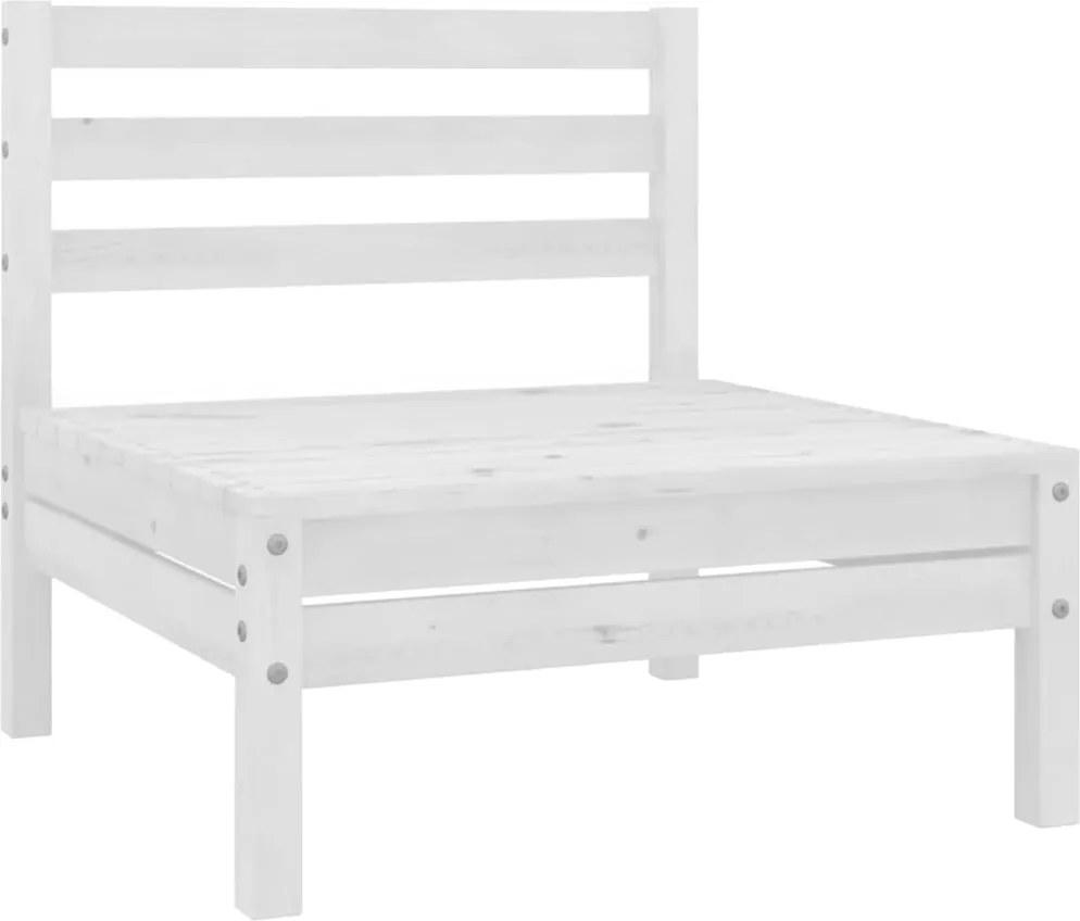 vidaXL Canapea de mijloc pentru grădină, alb, lemn masiv de pin