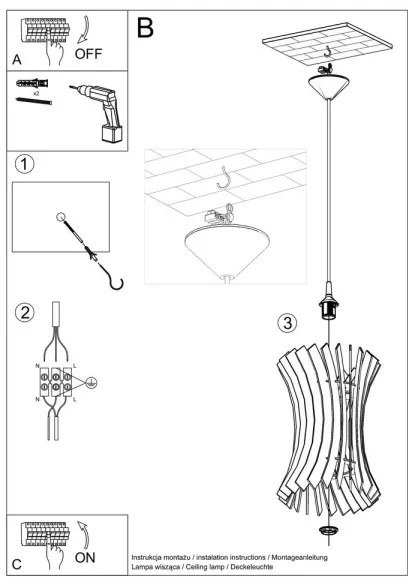 Lustră pe lanț ORIANA 1xE27/60W/230V