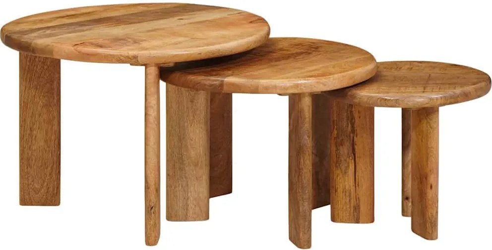 vidaXL Mese de Cafea Nesting 3 pcs Maro Lemn de mango solid