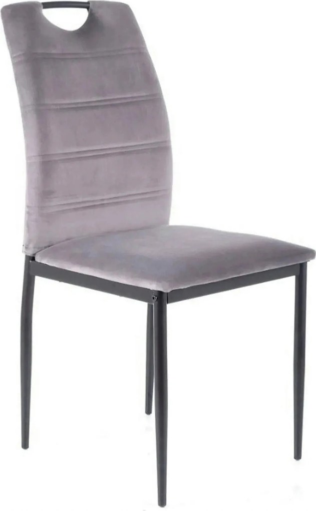 Scaun RIP, gri/negru, stofa catifelata/metal, 44x38x92 cm