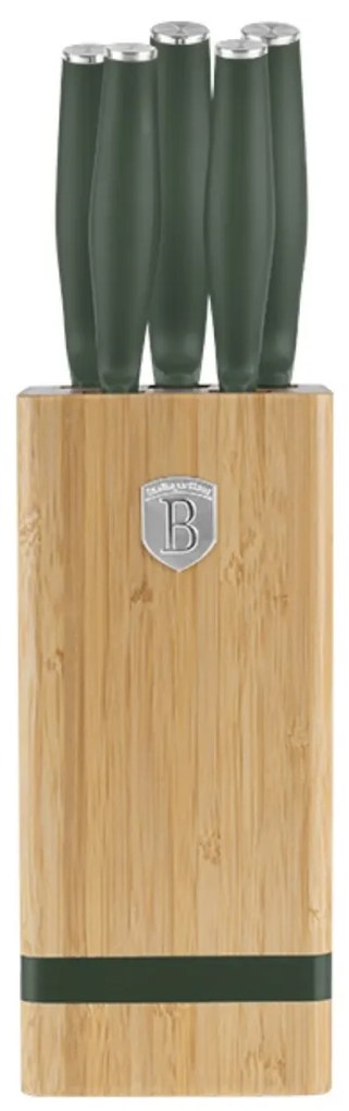 Set cutite 6 piese, cu suport bambus Green Matte Collection Berlinger Haus BH 2751