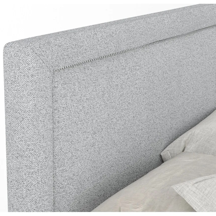 Pat boxspring gri deschis cu spațiu de depozitare 180x200 cm Lavenda – Maison de Rêve