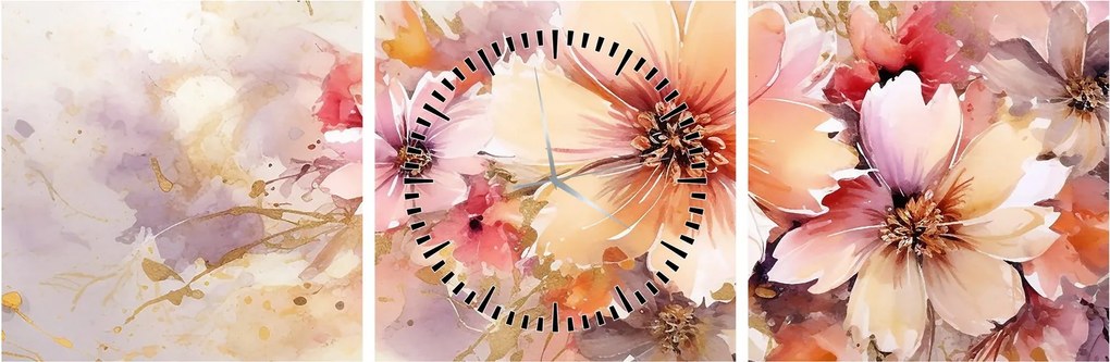 Tablou - Flori (cu ceas) (90x30 cm)