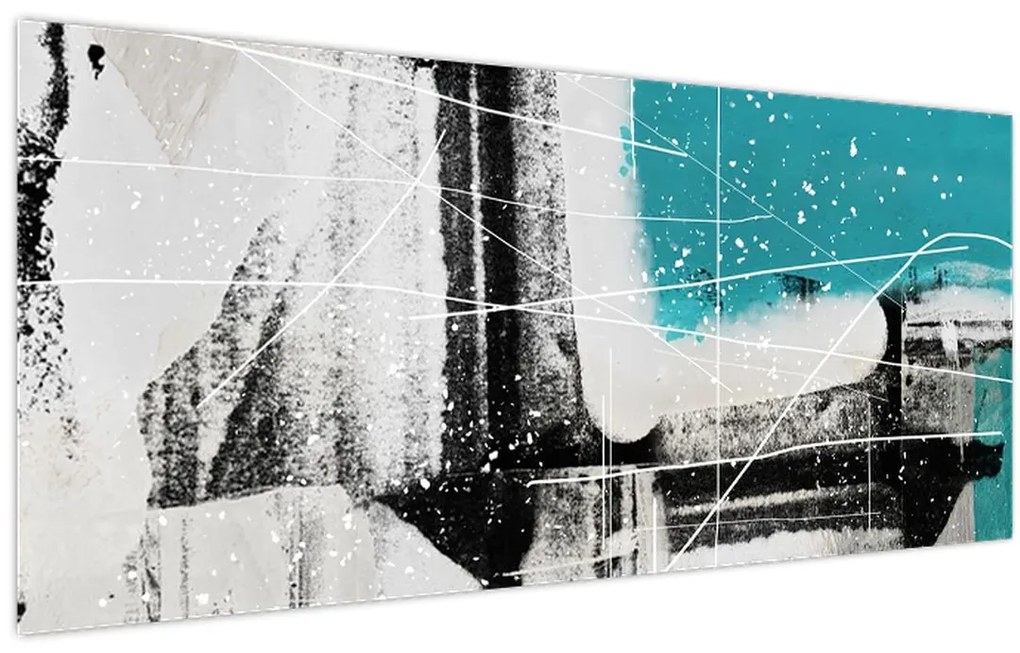 Tablou - Abstract turcoaz (120x50 cm)