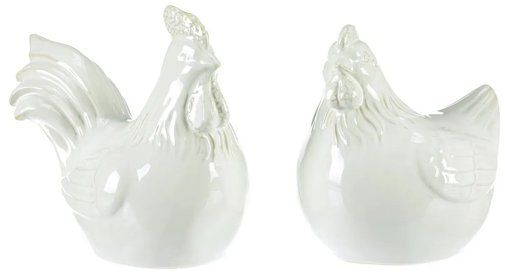 Decorațiune ceramică Hen și robinet, alb , 11 x 13x 14 cm, set de 2