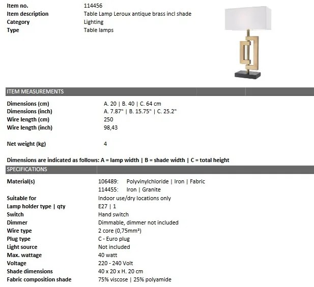Veioza design LUX Leroux, alama antica 114456 HZ