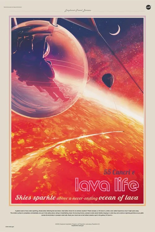 Reproducere 55 Cancri E (Planet & Moon Poster) - Space Series (NASA)