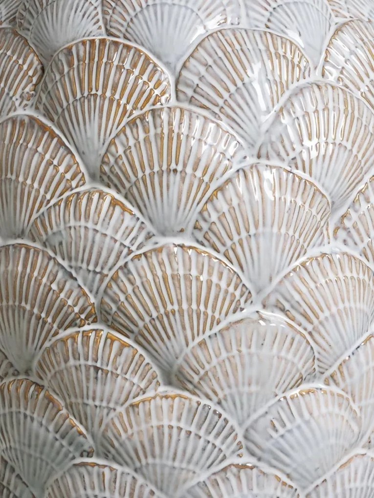 Vas decorativ din ceramica cu design scoici , H42.5cm , "Pecten"