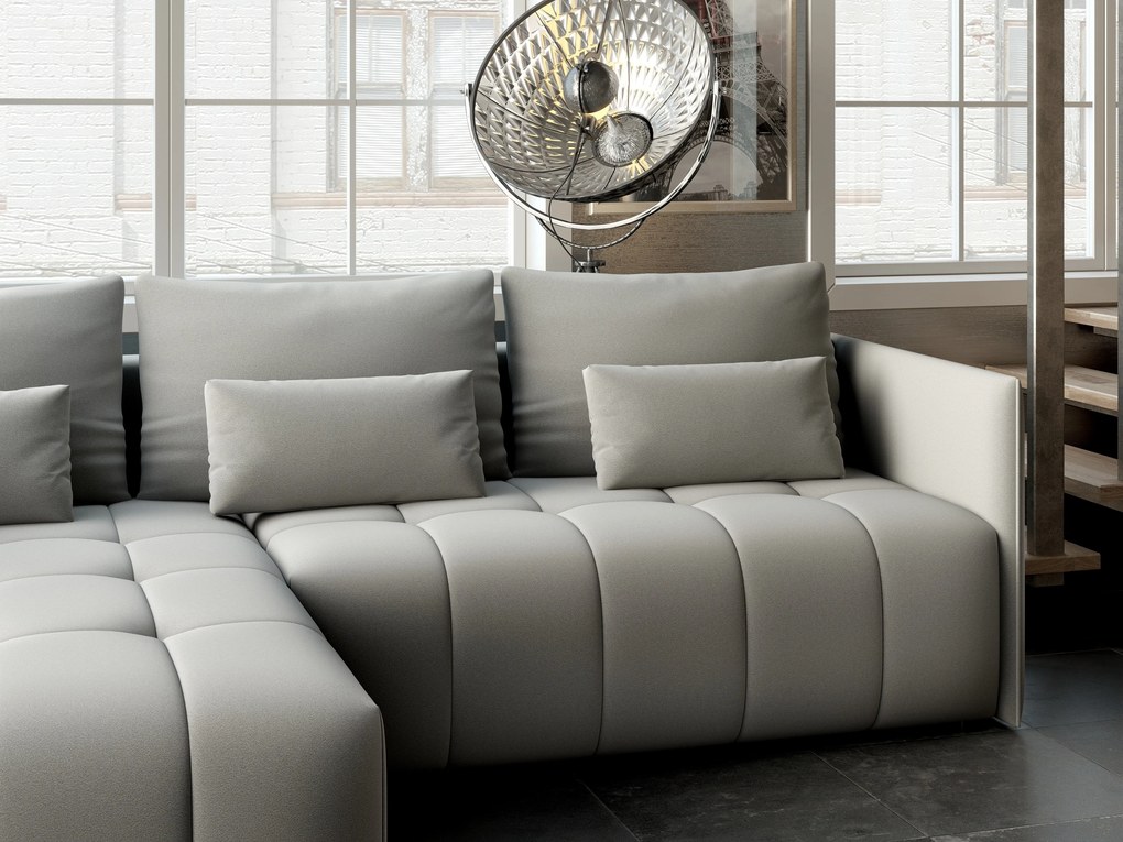 Colțar extensibil dumonde cu ladă de depozitare si sezut confortabil din spuma high-density, Malta Royal Grey 235x185 cm