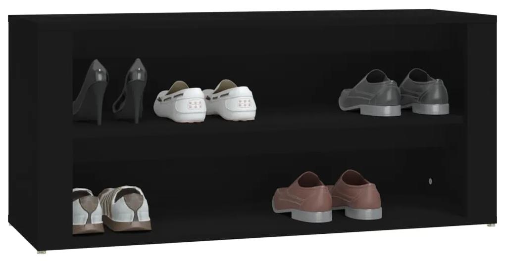 Suport pantofi, negru, 100x35x45 cm, lemn prelucrat Negru, 1