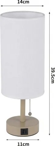 Brilagi - Lampă de masă TABLON cu port USB, 1xE27/25W/230V, bej/alb