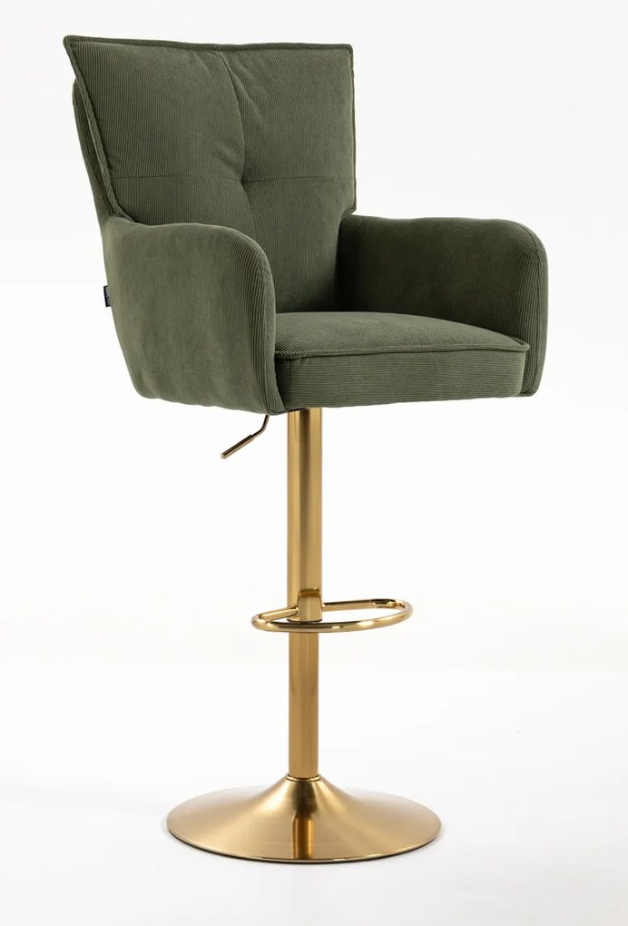 HR250W Scaun Catifea Reiată Premium culoare verde salvie Bază Aurie