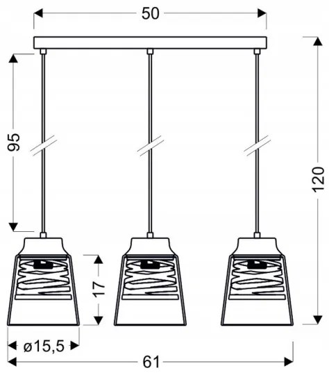 Lustră pe lanț FRESNO 3xE27/60W/230V