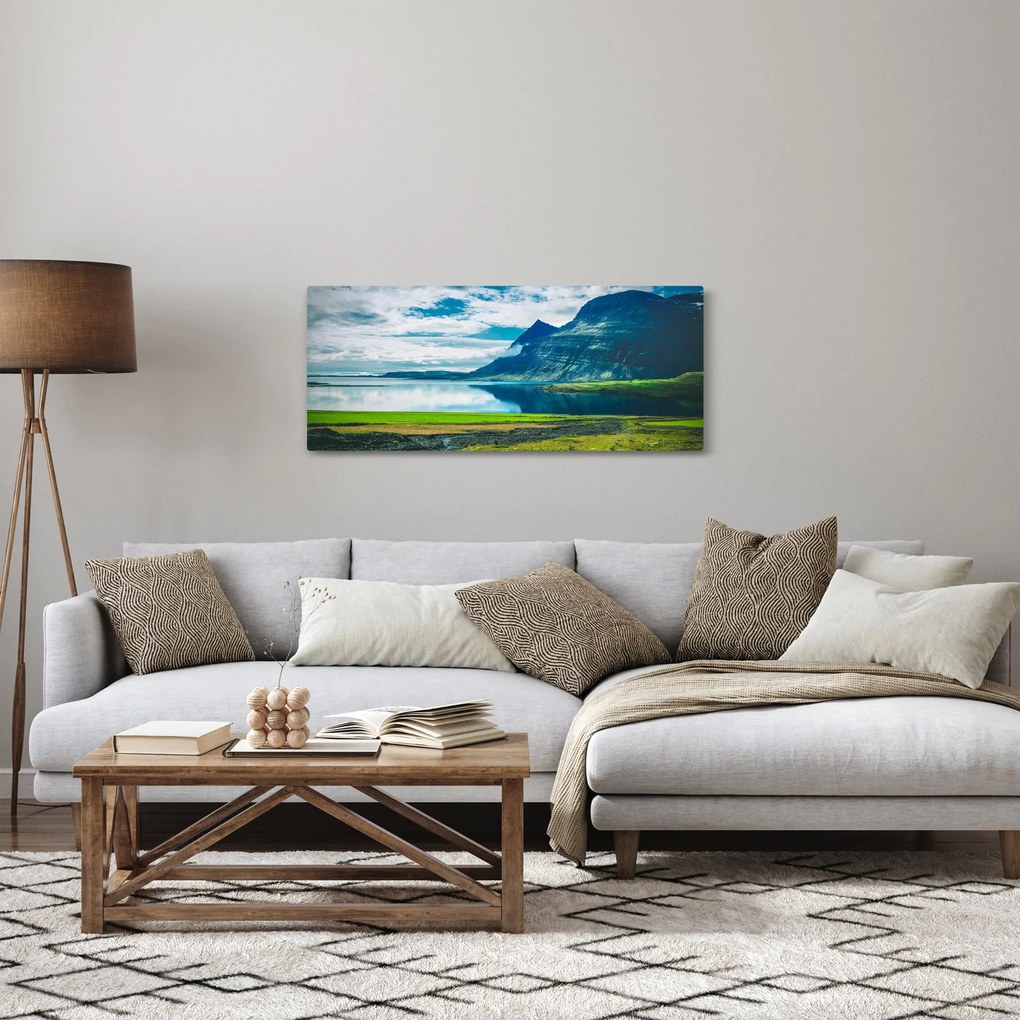 Tablou cu lac și munți (120x50 cm)
