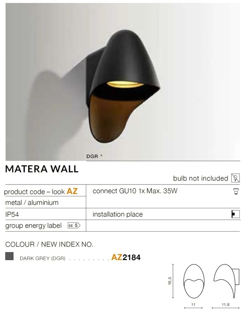 Aplica de perete pentru iluminat exterior design modern IP54 MATERA