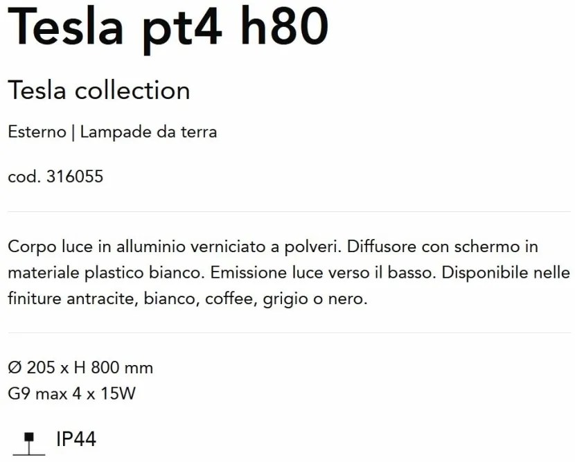 Stalp pentru iluminat exterior Tesla pt4 h80 negru