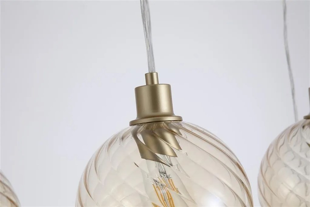 Lustra cu 6 pendule metal auriu, sticla champanie Radiance