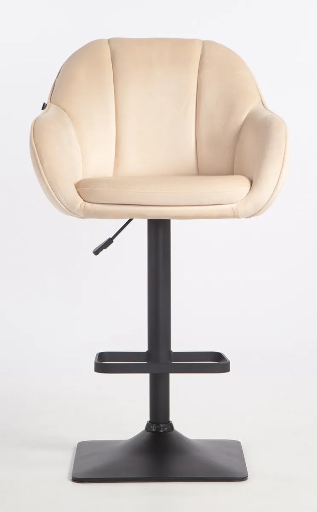 HR2055KW Scaun Crem din Catifea cu Bază Neagră