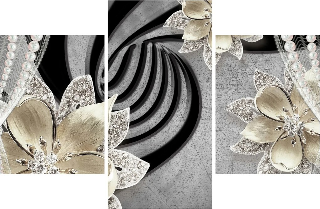 Tablou - 3D Flori aurii (90x60 cm)