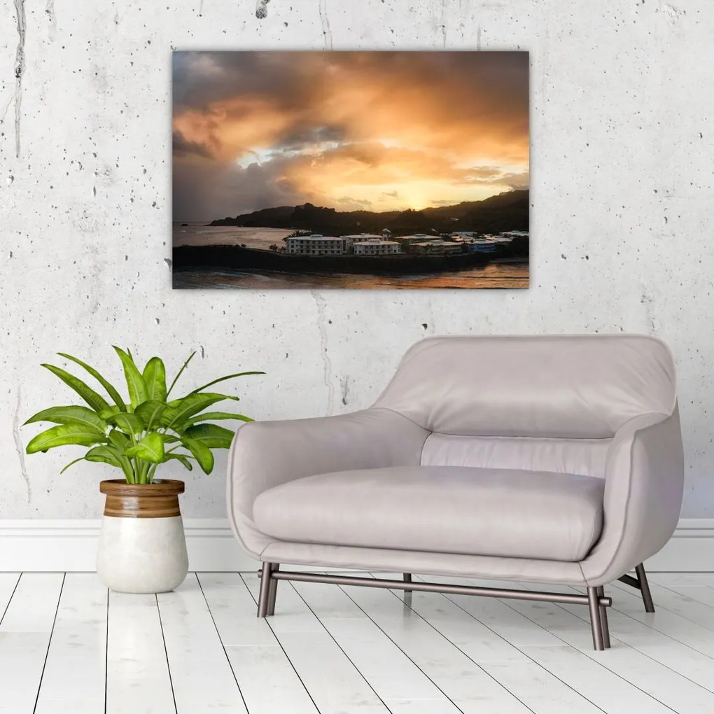 Tablou - plaja cu cerul întunecat (90x60 cm)