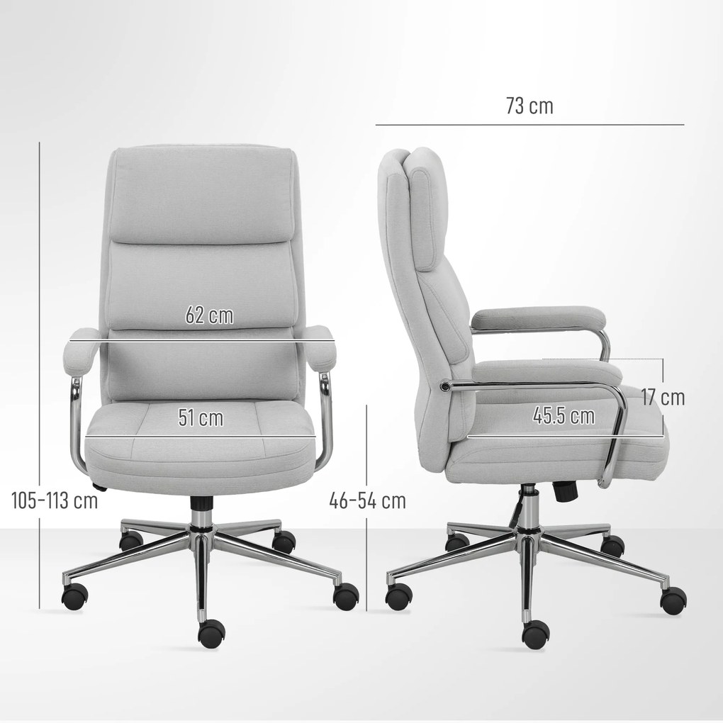 HOMCOM Scaun de birou, scaun de birou ergonomic cu înălțime reglabilă, funcție de meșterire, 62 x 73 x 105-113 cm, gris | Aosom Romania