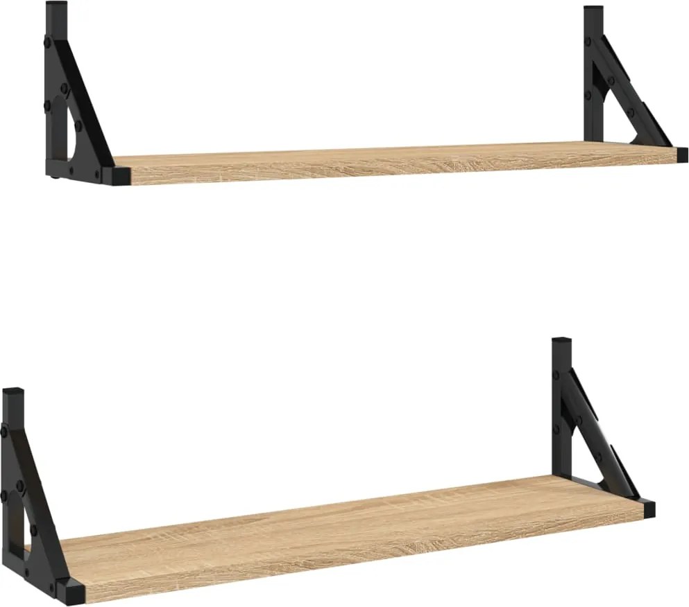 vidaXL Rafturi de perete, 2 buc., stejar sonoma, 60x15x15,5 cm