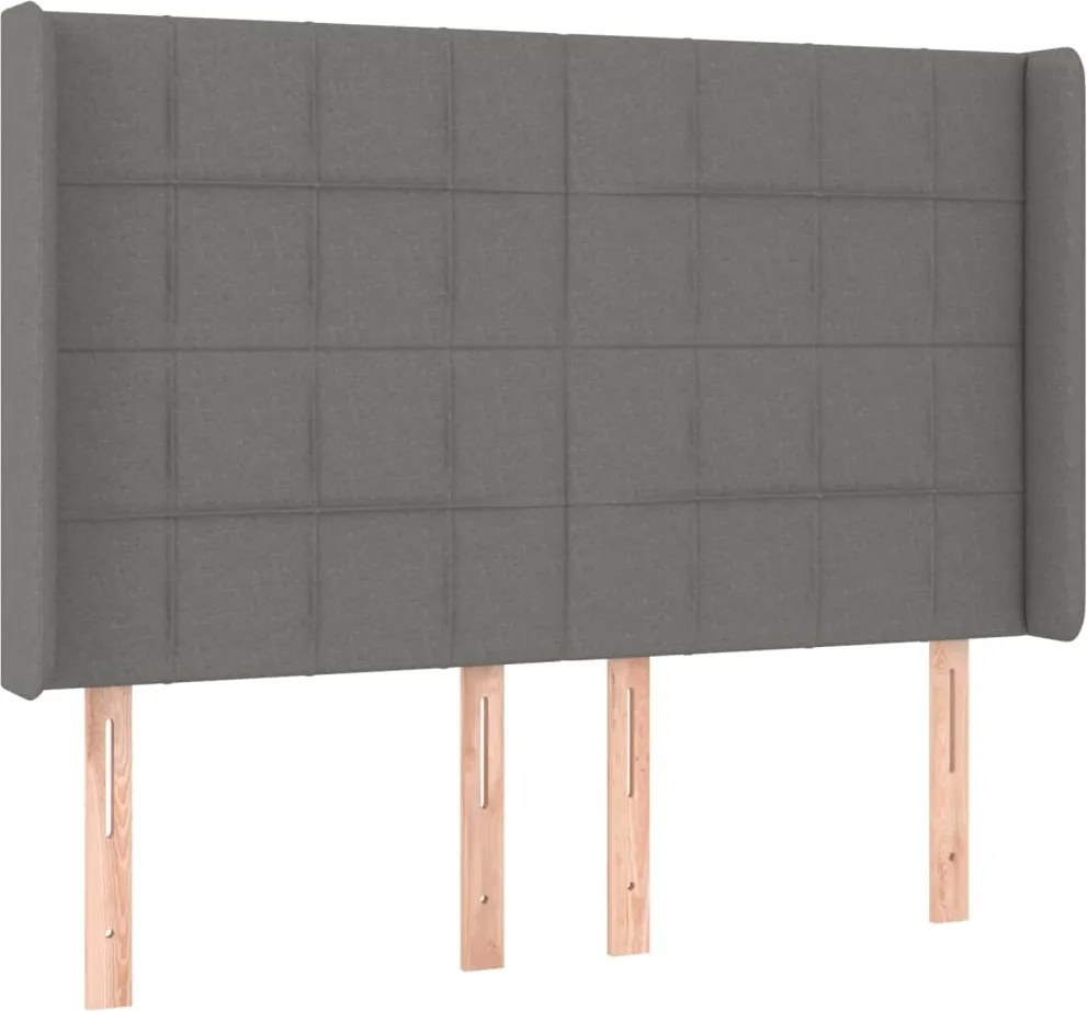 vidaXL Tăblie de pat cu aripioare gri închis 147x16x118/128 cm textil