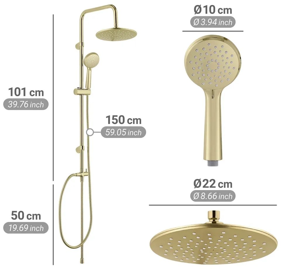 Set de duș auriu mat din oțel inoxidabil 101 cm Young Line – Wenko