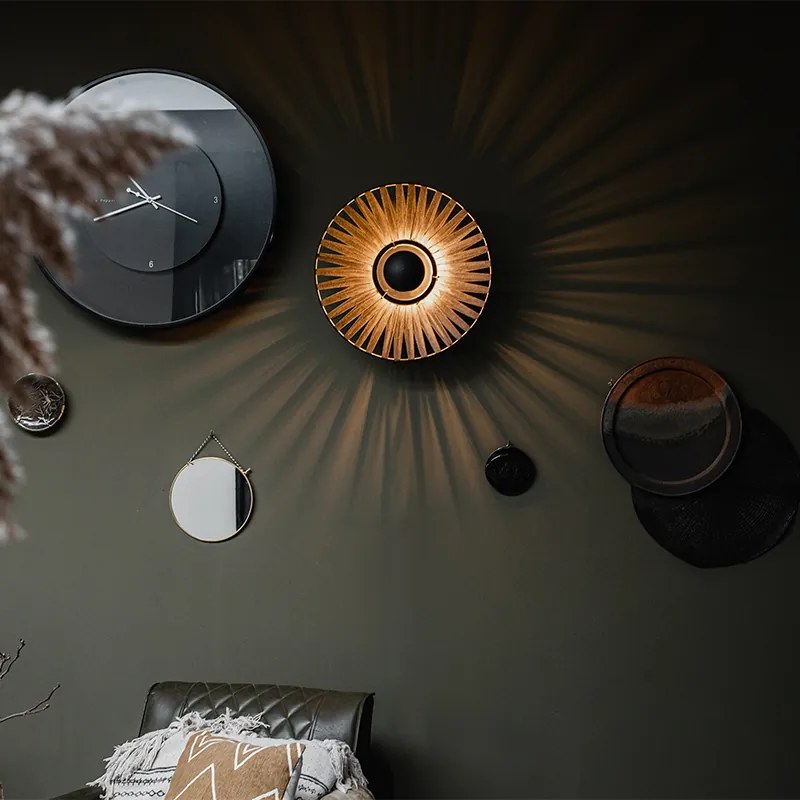 Aplică rustică neagră 40 cm - Leia