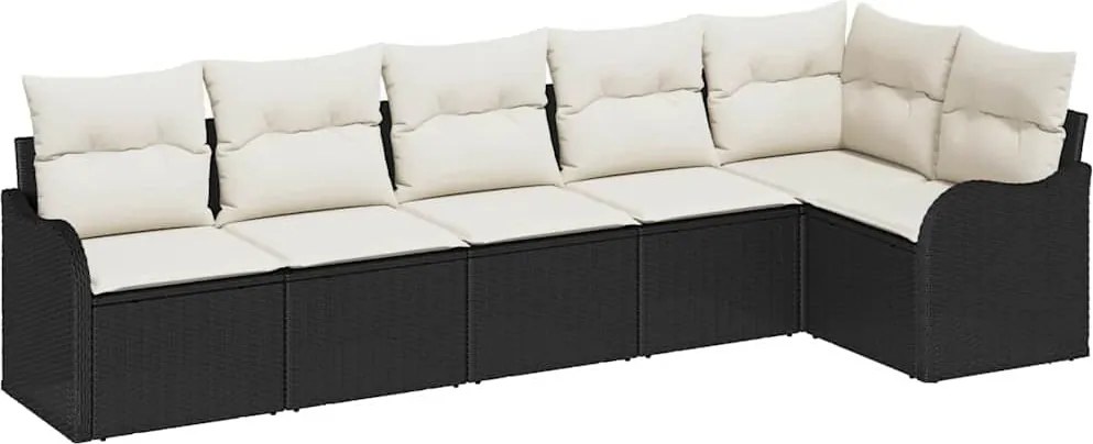 vidaXL Set de canapele pentru grădină cu pernă 6 pcs Negru Rattan poli