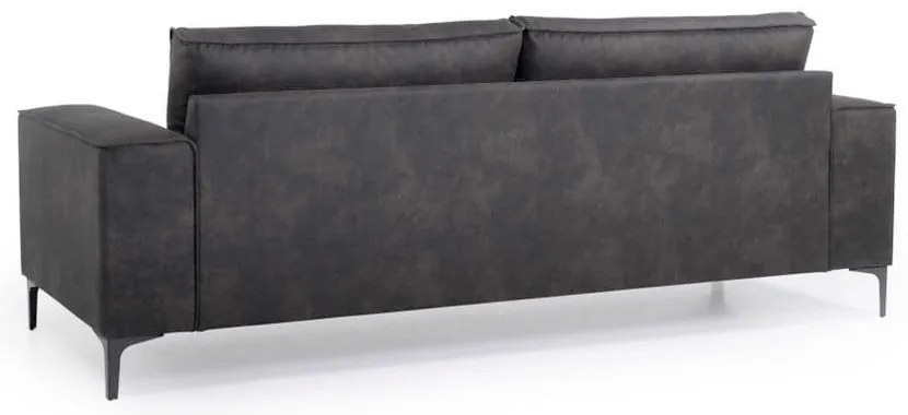 Canapea gri antracit cu tapițerie din imitație de piele 224 cm Copenhagen – Scandic