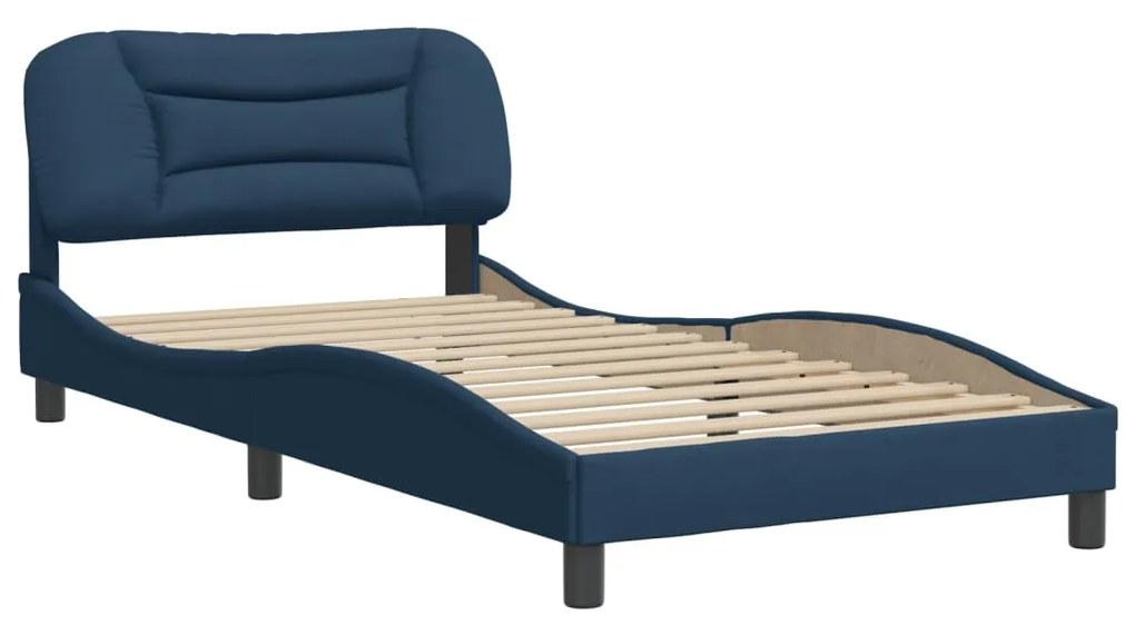 3207757 vidaXL Cadru de pat cu tăblie, albastru, 100x200 cm, textil
