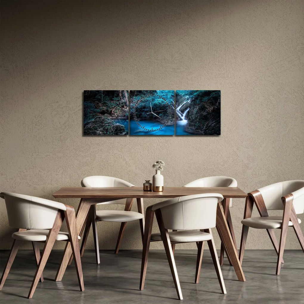Tablou - Noaptea magică în pădurea tropicală (cu ceas) (90x30 cm)