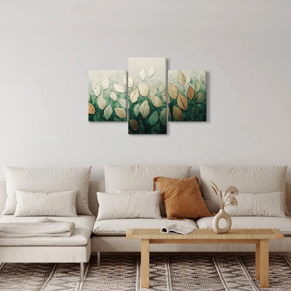 Tablou - Frunze verzi-aurii (90x60 cm)