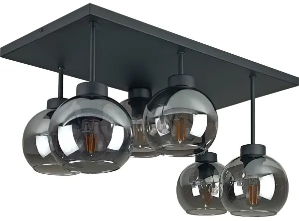 Lustră aplicată NESSA 6xE27/60W/230V negru/negru fumuriu