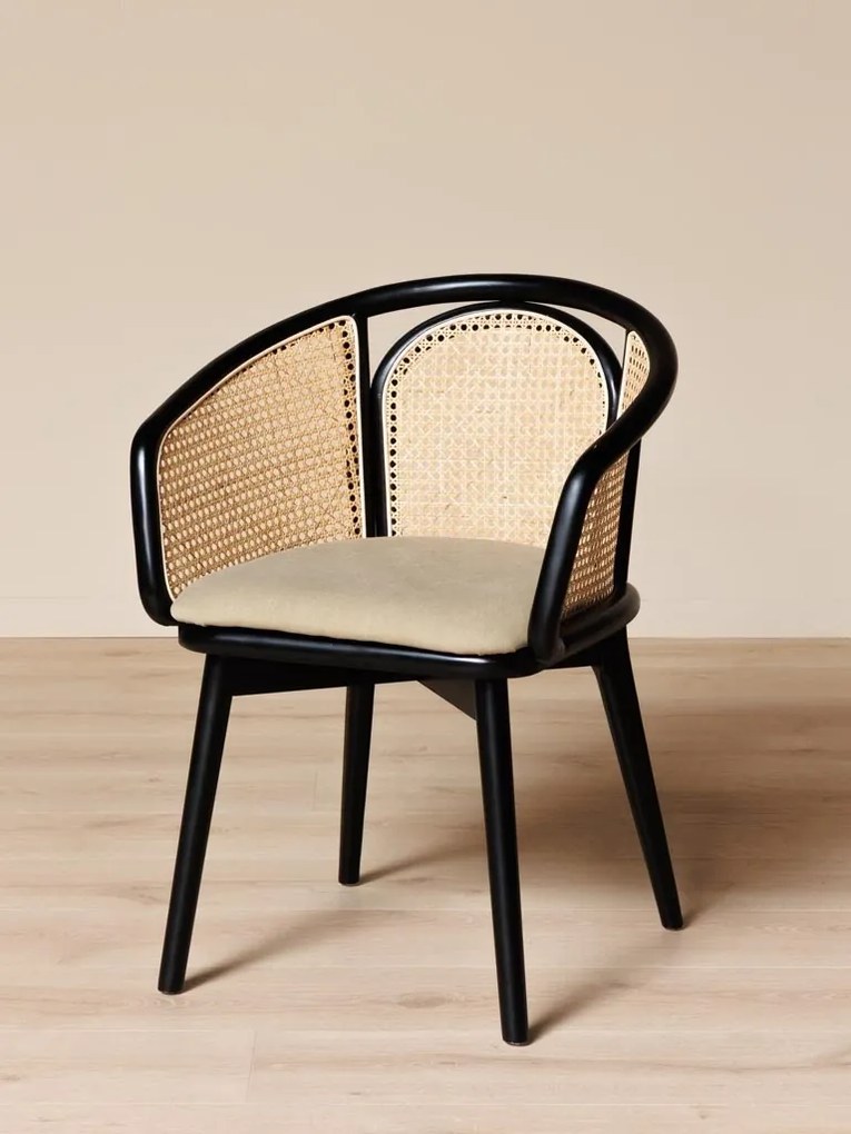Scaun dining, din bumbac si rattan, Cleopatra