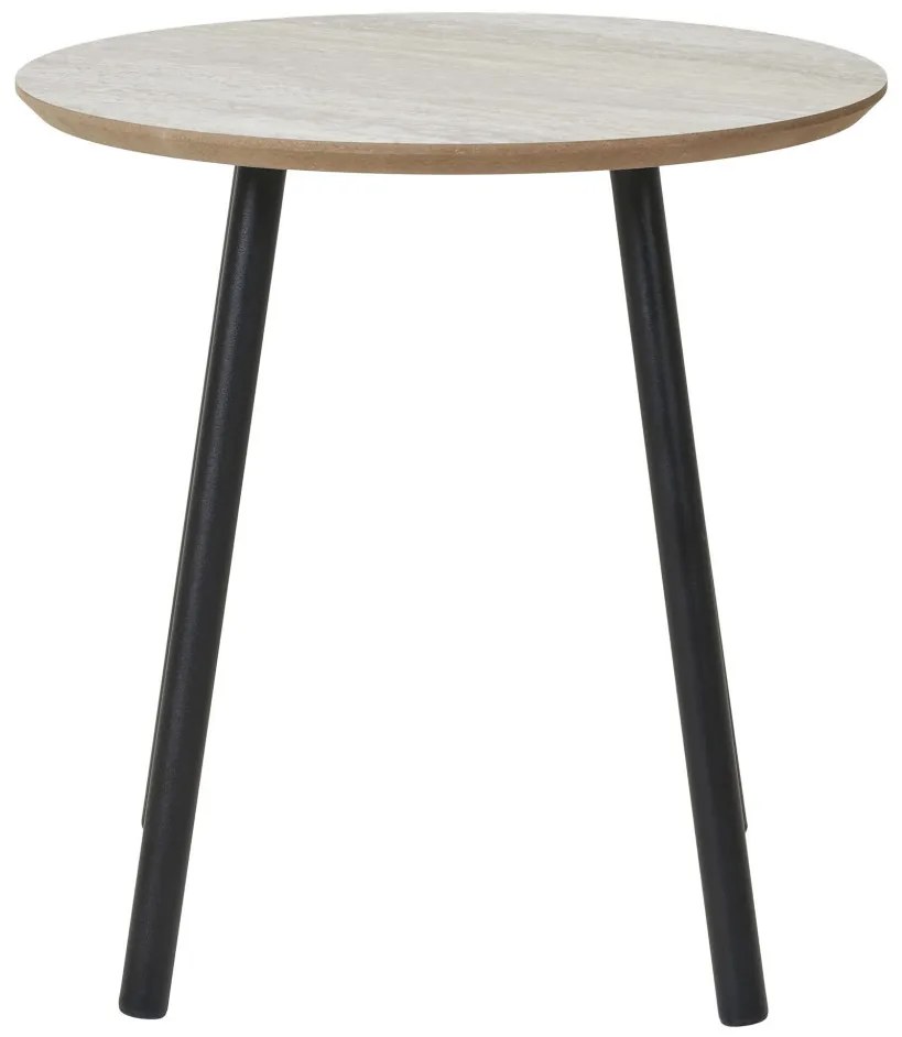 Aalst masă mică, efect travertin, picioare negre 40x40 cm