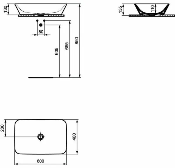 Lavoar pe blat Ideal Standard Connect Air 60x40 cm