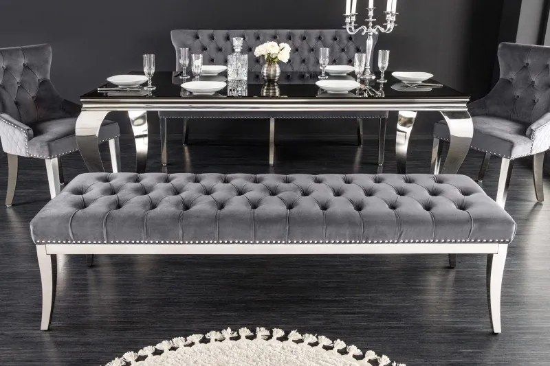 Banca de bar stil baroc Castle Deluxe 165cm, gri