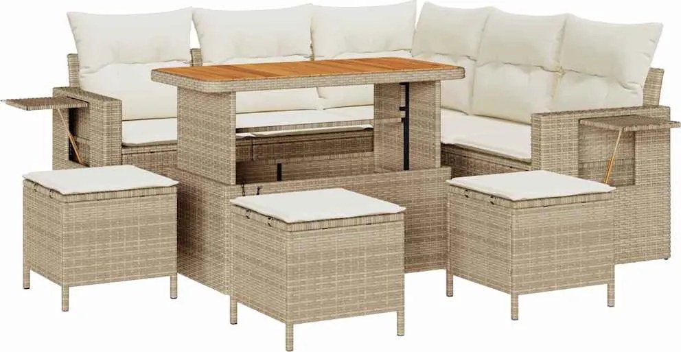 vidaXL Set de canapele pentru grădină 10 pcs Bej și crem poliratan