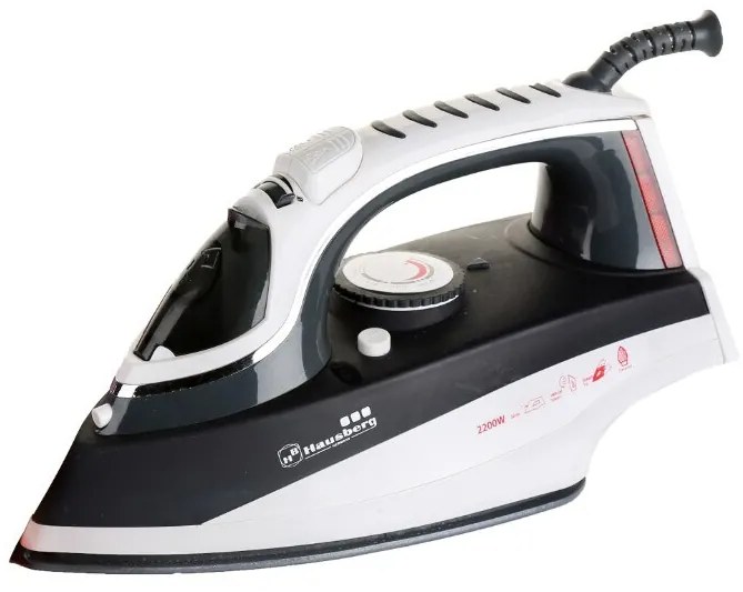 Fier de calcat Hausberg HB-7801G, talpa ceramica, jet de abur 17g/min, abur pe verticala 25g/min, sistem antipicurare, sistem autocuratare, 2200W