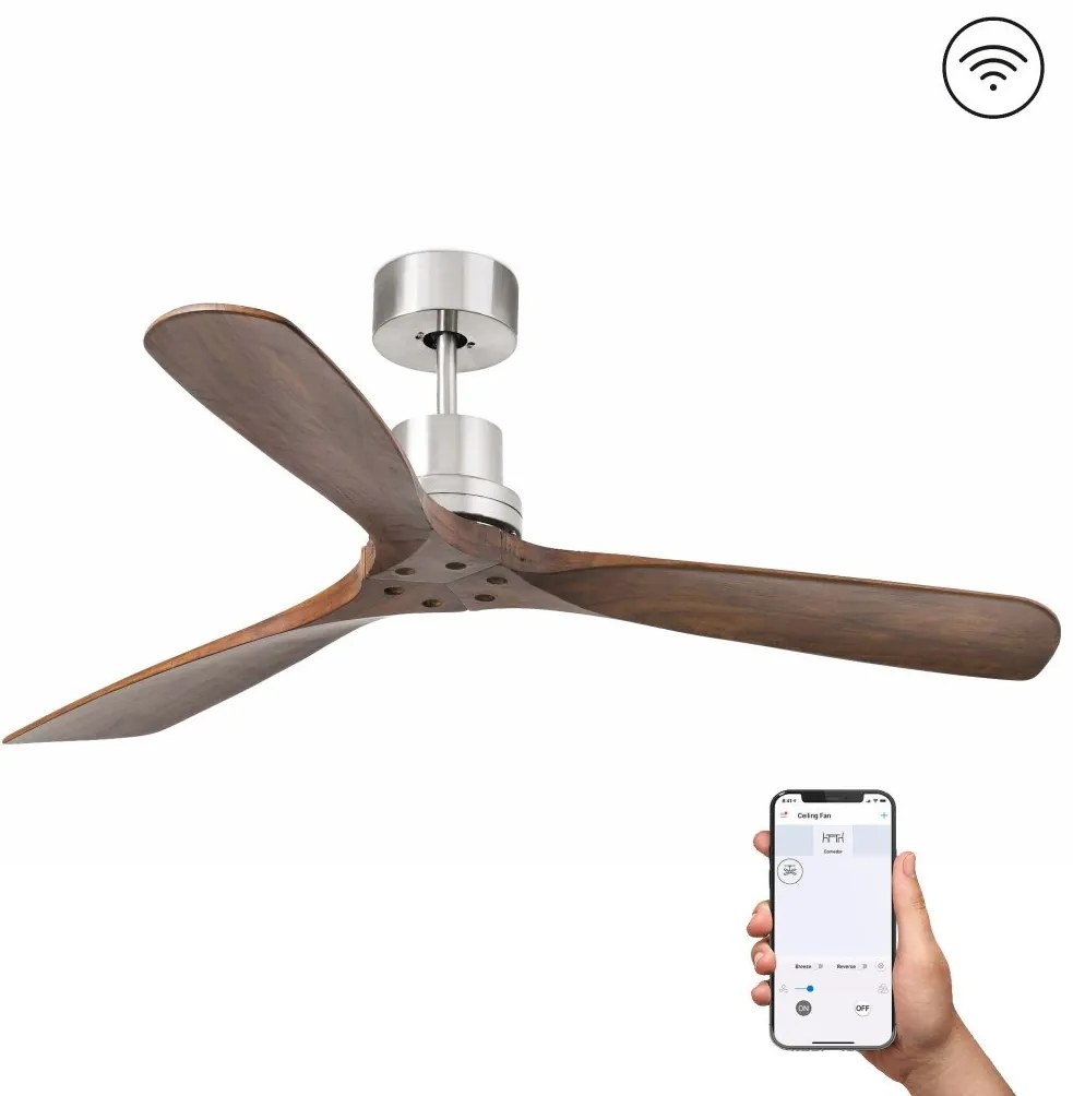 Ventilator de tavan cu telecomanda LANTAU L DC SMART nickel/lemn maro