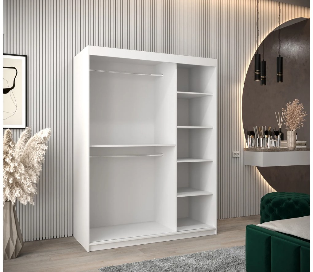 Dulap de haine 150 cm Eclipse (Alb mat + Stejar artisan). 1063401