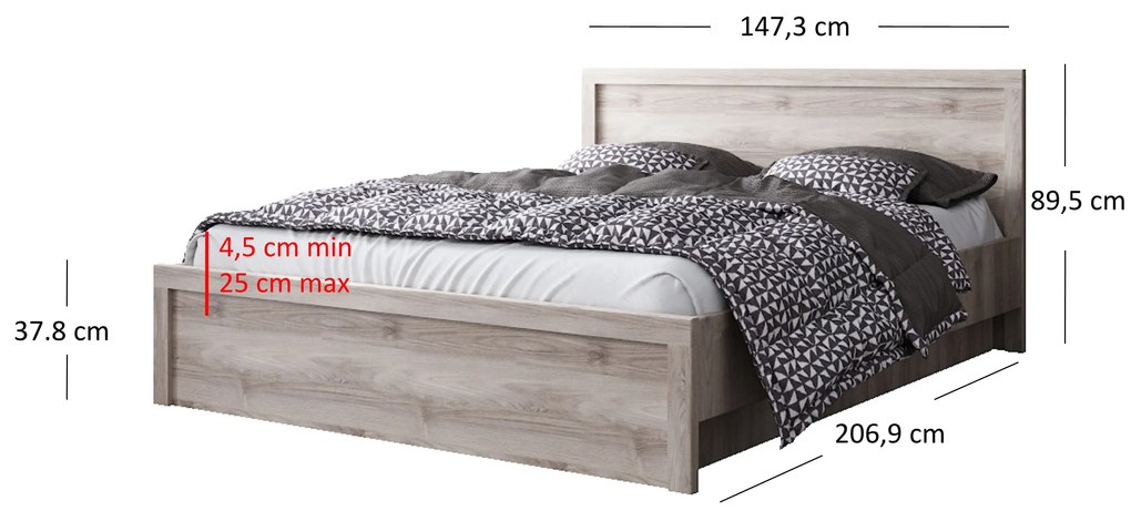 Pat matrimonial140 cm Jolene (castan nairobi) (cu somieră). 1052986